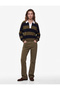 Regular Fit Long Sleeve Polo Collar Striped Knit Sweater - 2