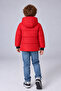 Boy's Red Fiber Hooded Windproof Puffer Winter Jacket - 7
