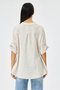 Women's Beige Italian Line Pattern Court Collar Folded Fakir Sleeve Half Buttoned Blouse 40 - 44 Size - 3