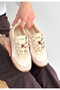 Tues Premium Beige Nubuck Lace-Up Women's Sneaker - 4