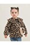Leopard Patterned Girl's Parka with Bag
