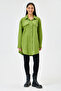 Women's Green Italian Long Velvet Oversize Shirt Tunic 40 - 46 Size