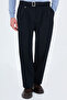 Straight Baggy Fit Double Pleated Belted Men's Trousers Navy Blue - 38393.26K