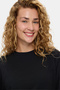 Sunniva Black Crew Neck Embroidered Loose Fit Women's Sweatshirt - 2