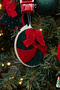 Christmas Ornament Candy Red Velvet Ribbon Round Green 13 cm