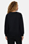 Sunniva Black Crew Neck Embroidered Loose Fit Women's Sweatshirt - 4