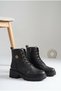 Women's Metallic Vintage Lace-Up Thick Serrated Sole Boots with Internal Zipper Comfortable Daily Winter Ankle-Length Genuine Leather Boots - 2