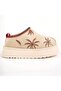 Ifsugg premium women's suede beige patterned furry mini half boots - 2