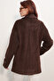 9143 Women's Double Breasted Lapel Stamp Coat - Brown - 6