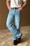Wuhan 100% Cotton Baggy Ice Blue Men's Jeans - 6