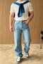 Wuhan 100% Cotton Baggy Baby Blue Men's Jeans - 6