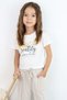 Girl's Capri Shorts Set Colorful Floral Printed Shorts with Bow Accessories 5-10 Years Old, Ecru - 3