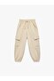 Balon Cut Jogger Sweatpants with Cargo Pockets and Tie Waist - 4