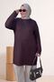 68052 Plus Size Ribbed Modal Tunic in Own Fabric - Brown - 3