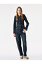 Cotton Buttoned Stand Collar Denim Jacket with Pocket Detail and Shoulder Epaulettes
