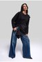 Women's Black W5 Oversized Double Piece Design Shirt Sweatshirt - 3