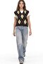 Mixray V-Neck Diamond Patterned Knitwear Vest - 3