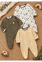 Baby Boy 100% Cotton 3-6-9 Months Safari Patterned Footed Newborn Outfit 3-6-9 Months