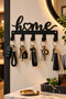 Black Home Infinity Metal Keychain Hanger | |   20 cm | |   Modern Wall Decor with Hangers | |   Key Hanger Wall Key Holder Decorative Hanger Key Organizer Entrance Hall Decoration Key Collector