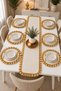 7-Piece Ruffled Runner and American Service Set – Gold Detailed Tableware Set for 6 People - 2
