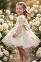 Baby Girl Dress Long Sleeve 3D Floral Buckle Included Vintage Bowknot Birthday Party Wedding Special Occasion Kids Dress - 3