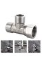 Stainless Steel T Adapter G1/ 2" T-Valve Diverter Valve Three Way Device Hole For Bath Bidet Sprayer - 2