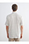 Ozmarka New Season White Regular Fit Short Sleeve Striped Men's Shirt - 4