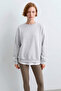 Kadın Comfort Kalıp Bisiklet Yaka Basic Pamuklu Sweatshirt