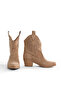 Women's Mink Thermo Sole Embroidered Zippered Cowboy Boots - 3
