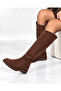 Cool Women's Rider Long Suede Boots C200 Brown - 6