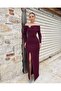 Strapless Collar Stone Detailed Slit Dress Light Purple 583211 - 4