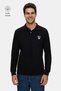 Maxwell Black Polo Collar Printed Standard Fit Men's Sweatshirt