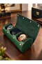 3-Piece Snap Watch and Jewelry Box – Pull up Faux Leather, Handmade Special Padded Design Green - 3
