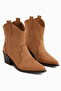 Joo Brown Suede Pointed Toe Embroidered Western Women's Boots, Women's Bootie - 3