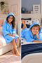 100% Cotton Muslin Children's Hooded Muslin Bathrobe, Bath and Beach Towel - 3