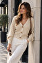 Women's Beige Long Sleeve Buttoned Knitwear Cardigan - 3