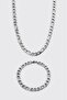 7mm Chain Necklace & Bracelet Set - Ka1095Gm - 4