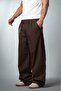 Brown Linen Super Baggy Men's Trousers - 2