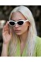 Wonderful White Cat Eye Sunglasses White Frame Black Glass Eyewear - 3