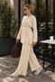 Women's Ecru Waist-Tied Button Detailed Corded Fabric Knitwear Sweater Trousers Two-Piece Set - 5