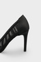 Micheline Genuine Leather Lined Pointed Toe Medium Heel Mesh Satin Women's Shoes - 3