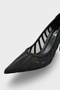 Micheline Genuine Leather Lined Pointed Toe Medium Heel Mesh Satin Women's Shoes - 2