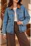 Velvet Collar Denim Jacket Light Blue - 6