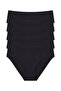 Women's Bikini Panties Black Laser Cut Seamless Set of 5 - Normal Waist, Thin Side, No Trace - 6