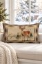 New Year's Themed Velvet Throw Pillow Case with Deer Pattern 35X55 cm - Decorative Pillow Case - 3