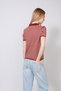 Polo Collar Striped Short Sleeve Knitwear Sweater Bordo-Camel - 5