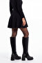 Women's Round Toe Thick Heeled Elastic Suede Detailed Boots Voleris Black - 4