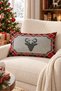 New Year's Themed Velvet Throw Pillow Case with Deer Pattern 35X55 cm - Decorative Pillow Case - 2