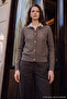 Hole Motif Buttoned Cotton Knitwear Cardigan - Brown
