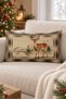 New Year's Themed Velvet Throw Pillow Case with Deer Pattern 35X55 cm - Decorative Pillow Case - 5